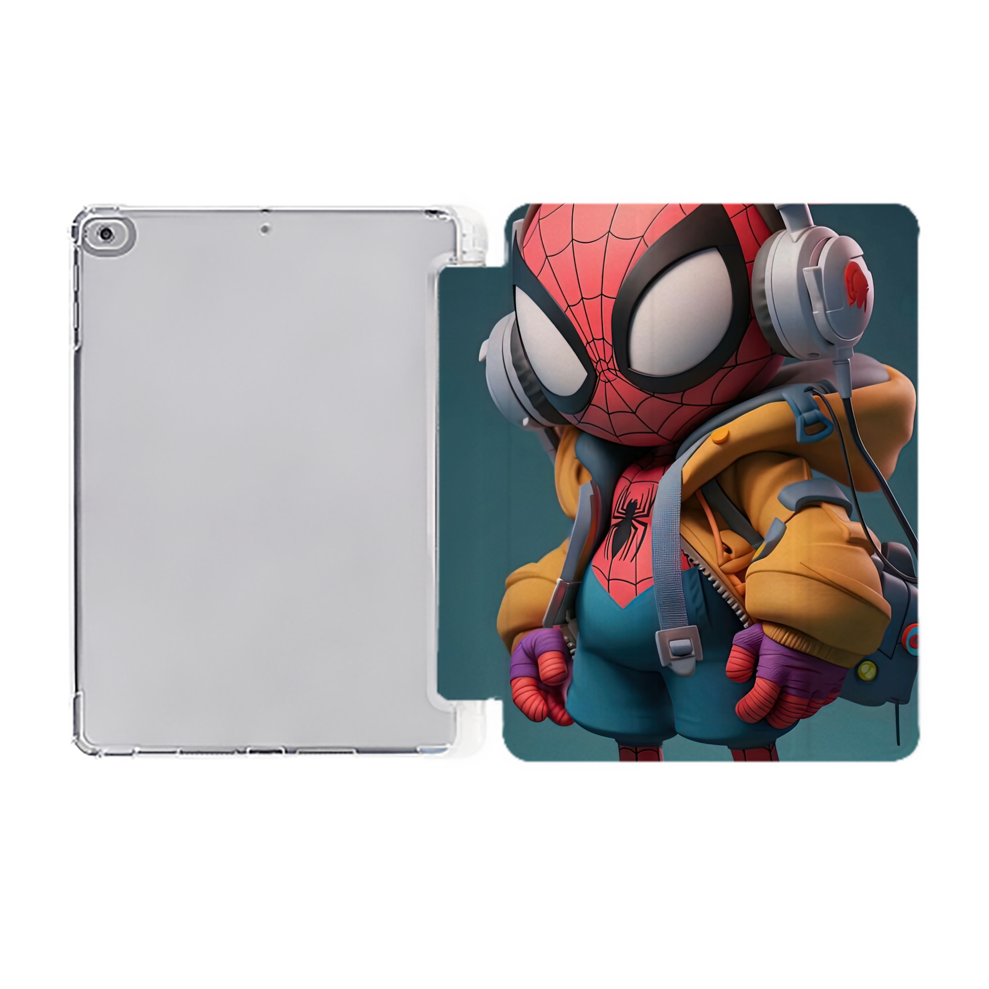 （画像用） Spider Man スパイダーマン IPad ケース ペン収納付き 三つ折りスタンド PUレザー×シリコン 対応機種9.5/10.5/10.9インチ